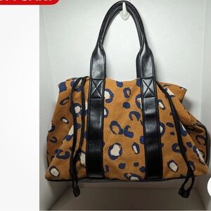 Leopard Print Tote Bag with Black Trim - Women Bags